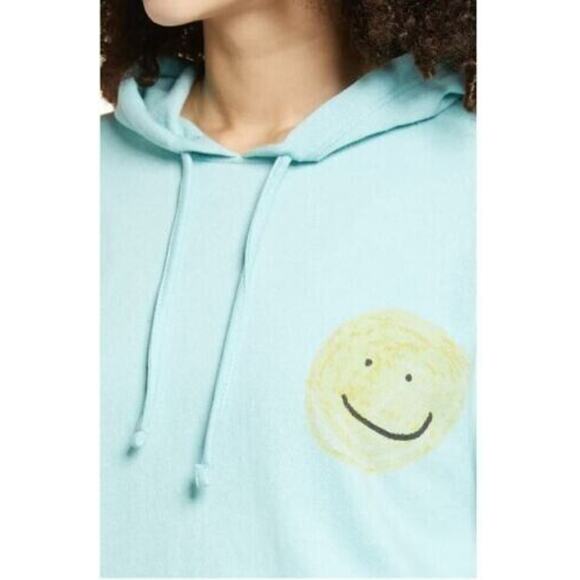 BP Gender Inclusive Graphic Hoodie In Teal Angle Painted Smiley Xsmall MSRP $49 - Picture 2 of 9